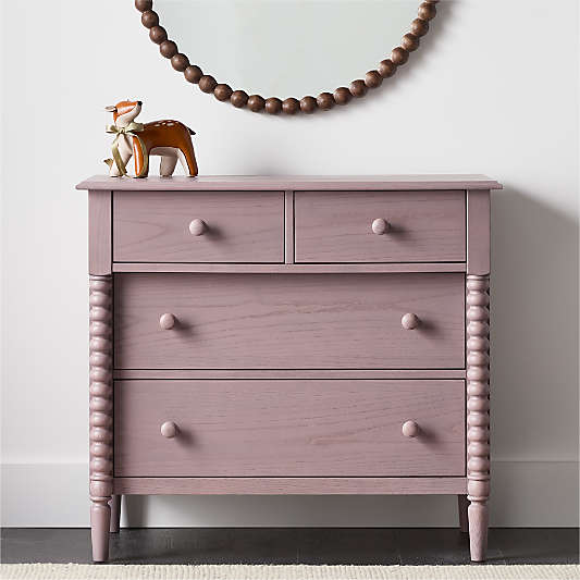 Jenny Lind 37" Dyed Lilac Rose Wood Narrow 4-Drawer Kids Dresser