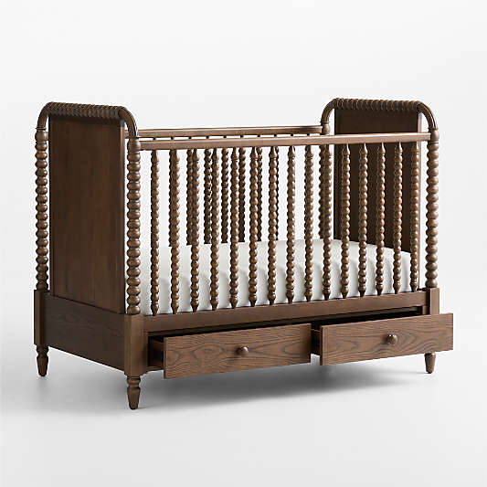 Jenny Lind Heirloom Deep Brown Wood Convertible Storage Crib