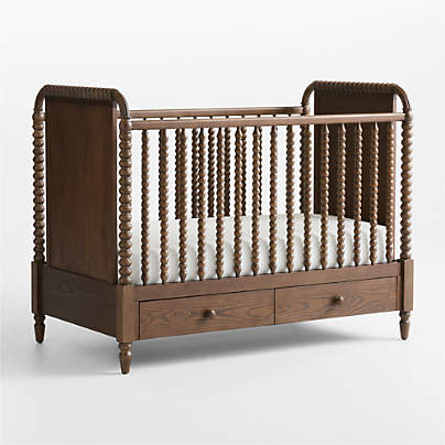 Jenny Lind Heirloom Deep Brown Wood Convertible Storage Crib