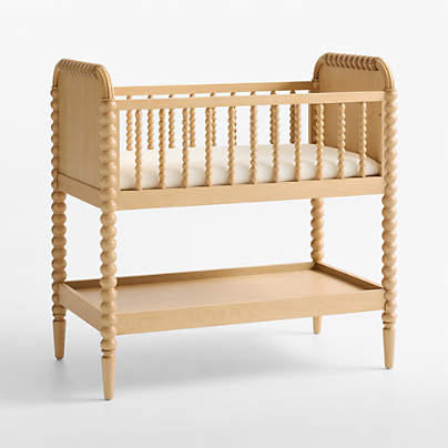 Jenny Lind Heirloom Maple Wood Baby Bassinet with Mattress Pad