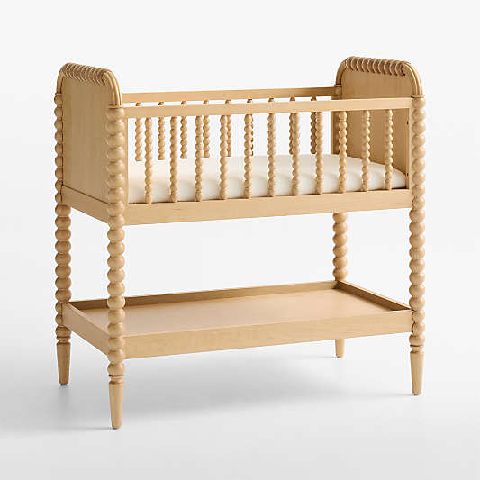 Jenny Lind Heirloom Maple Wood Baby Bassinet with Mattress Pad