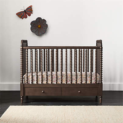 Jenny Lind Heirloom Deep Brown Wood Convertible Storage Crib