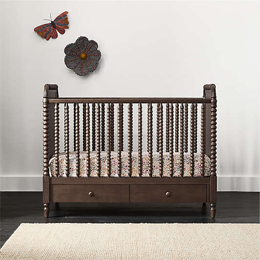 Jenny Lind Heirloom Deep Brown Wood Convertible Storage Crib