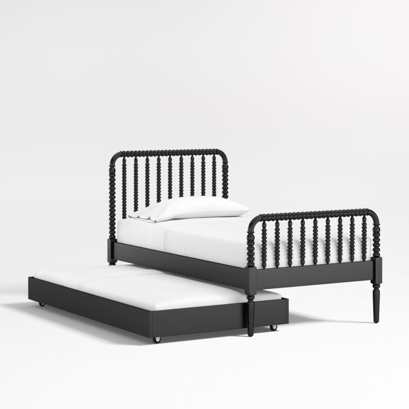 Jenny Lind Black Wood Kids Twin Trundle Bed - image 2 of 5