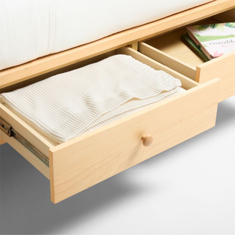 Jenny Lind Natural Maple Wood Spindle Kids Daybed With Storage - image 10 of 12