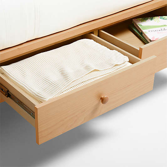 Jenny Lind Natural Maple Wood Spindle Kids Daybed With Storage