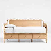 Bridgeman Natural Oak Wood Kids Storage Trundle Bed