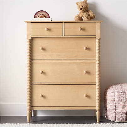 Jenny Lind Maple Wood Tall 5-Drawer Kids Dresser