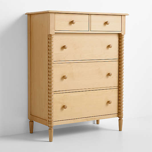 Jenny Lind 37" Maple Wood Tall 5-Drawer Kids Dresser
