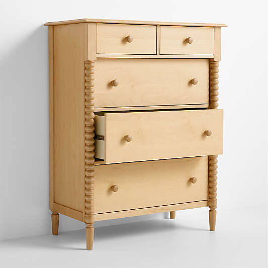 Jenny Lind 37" Maple Wood Tall 5-Drawer Kids Dresser