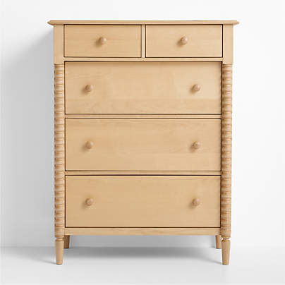 Jenny Lind 37" Maple Wood Tall 5-Drawer Kids Dresser