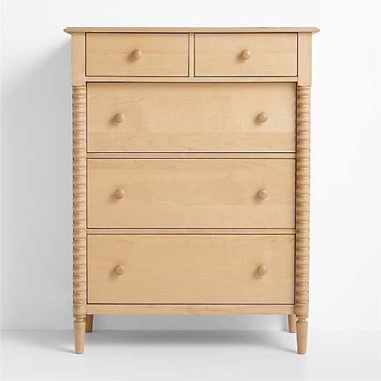 Jenny Lind 37" Maple Wood Tall 5-Drawer Kids Dresser