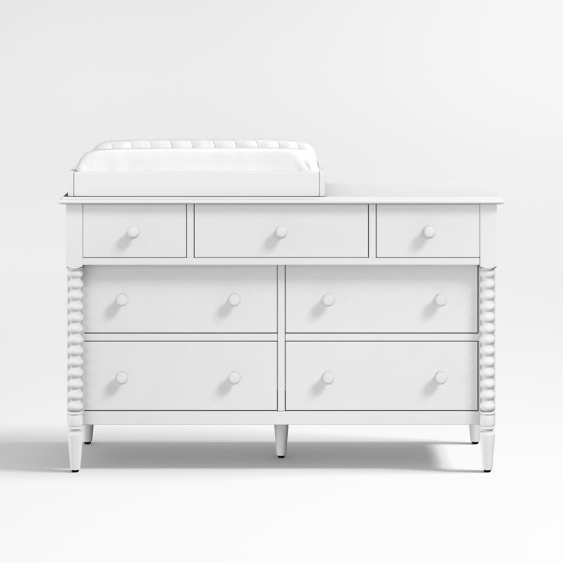 Jenny Lind White Wood Wide Kids Dresser and White Changer Table Topper - image 0 of 12