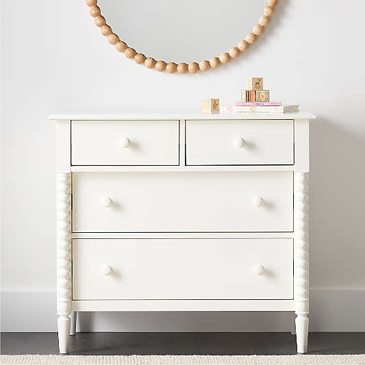 Jenny Lind 37" White Wood Narrow 4-Drawer Kids Dresser