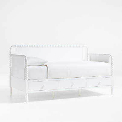 Jenny Lind White Wood Spindle Kids Daybed With Storage