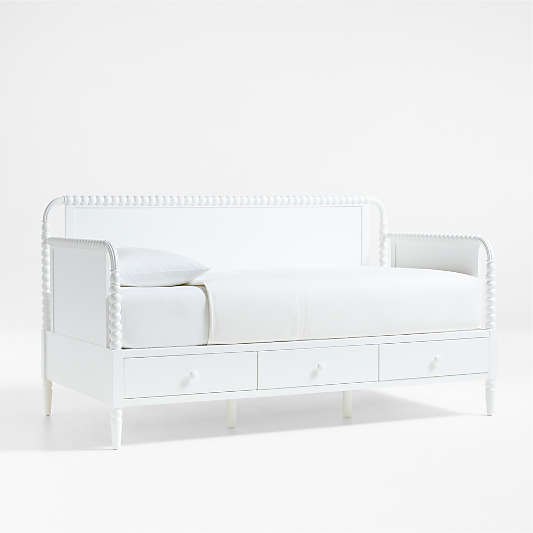 Jenny Lind White Wood Spindle Kids Daybed With Storage