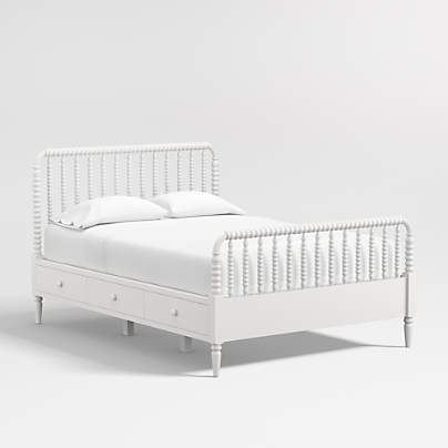 Jenny Lind White Wood Spindle Kids Full Storage Bed