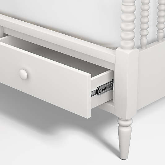 Jenny Lind White Wood Spindle Kids Full Storage Bed