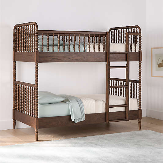 Jenny Lind Deep Brown Wood Spindle Kids Twin Bunk Bed