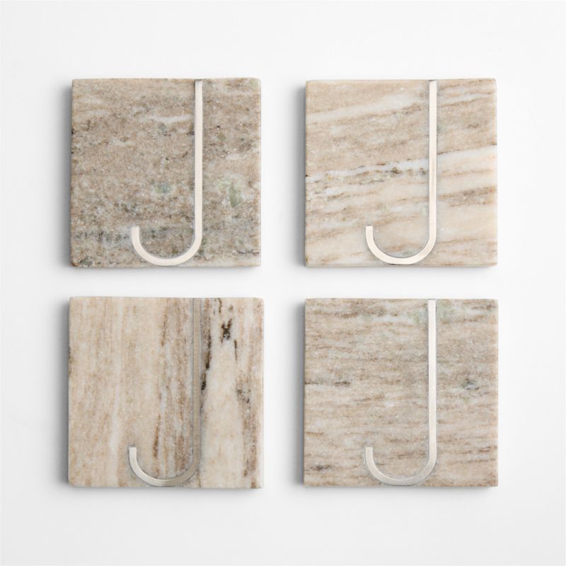 Tuscan Kitchen Marble "J" Monogram Coasters, Set of 4 - image 3 of 4