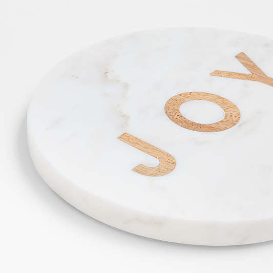 "JOY" Marble and Wood Trivet