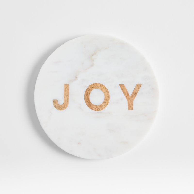 "JOY" Marble and Wood Trivet - image 0 of 2