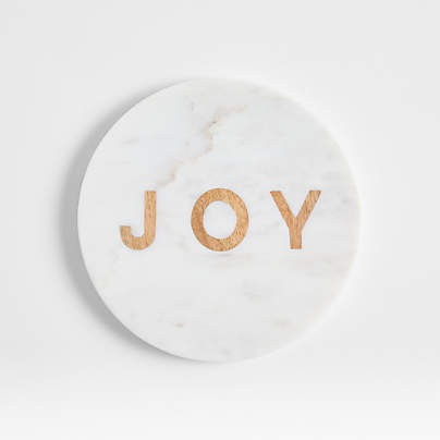 "JOY" Marble and Wood Trivet