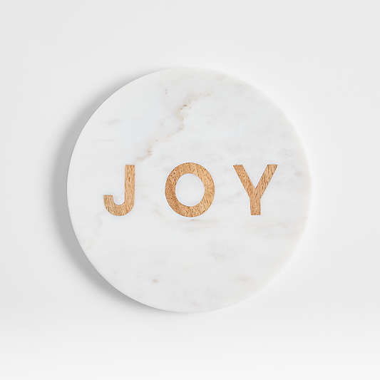 "JOY" Marble and Wood Trivet