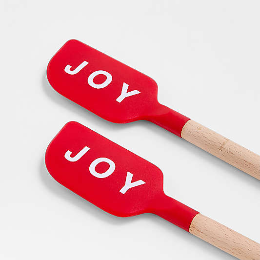 "JOY" Red Silicone and Wood Mini Spatulas, Set of 2