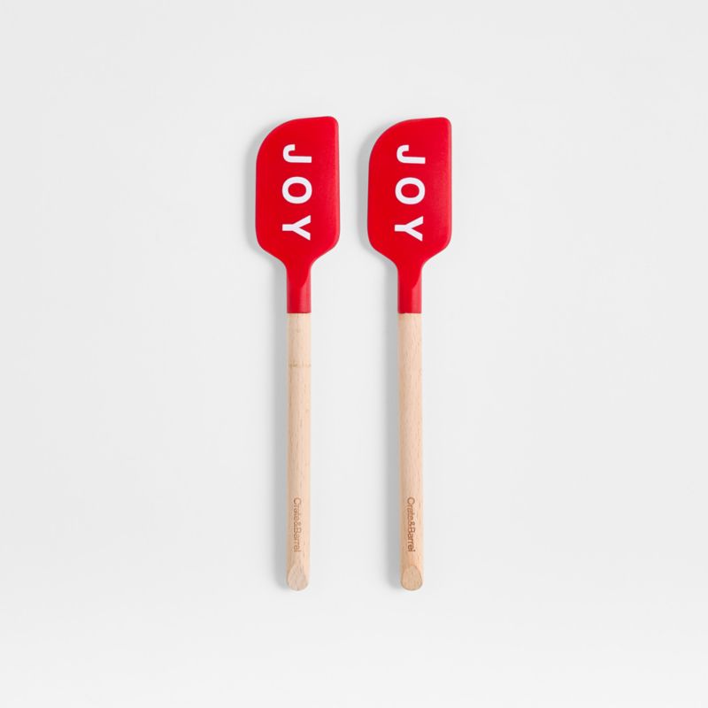 "JOY" Red Silicone and Wood Mini Spatulas, Set of 2 - image 0 of 2