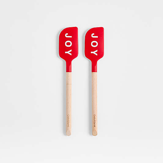 "JOY" Red Silicone and Wood Mini Spatulas, Set of 2