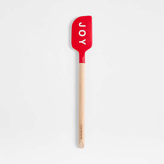 "JOY" Red Silicone and Wood Spatula