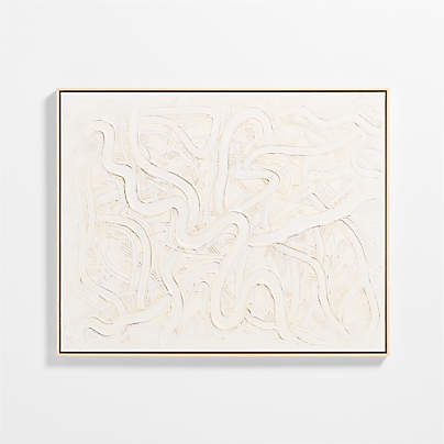 "Clear Conscience" by Joe Turner White Abstract Hand-Painted 38.25"x31.25" Framed Wall Art