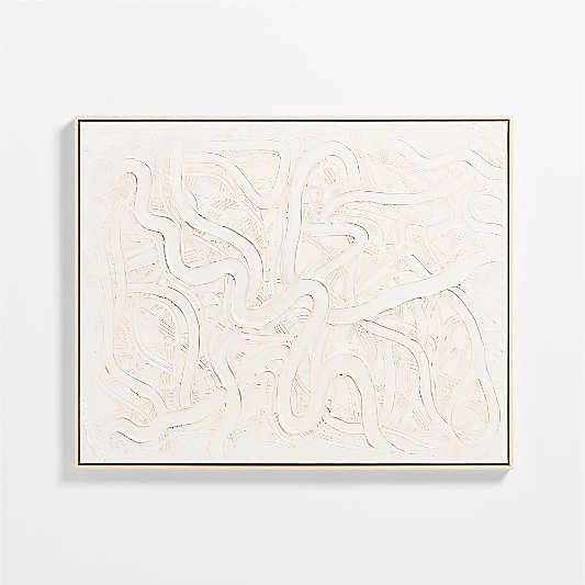 "Clear Conscience" by Joe Turner White Abstract 46.25"x37.25" Framed Hand-Painted Wall Art