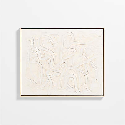 "Clear Conscience" by Joe Turner White Abstract 46.25"x37.25" Framed Hand-Painted Wall Art