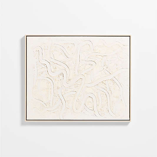 "Clear Conscience" by Joe Turner White Abstract 46.25"x37.25" Framed Hand-Painted Wall Art