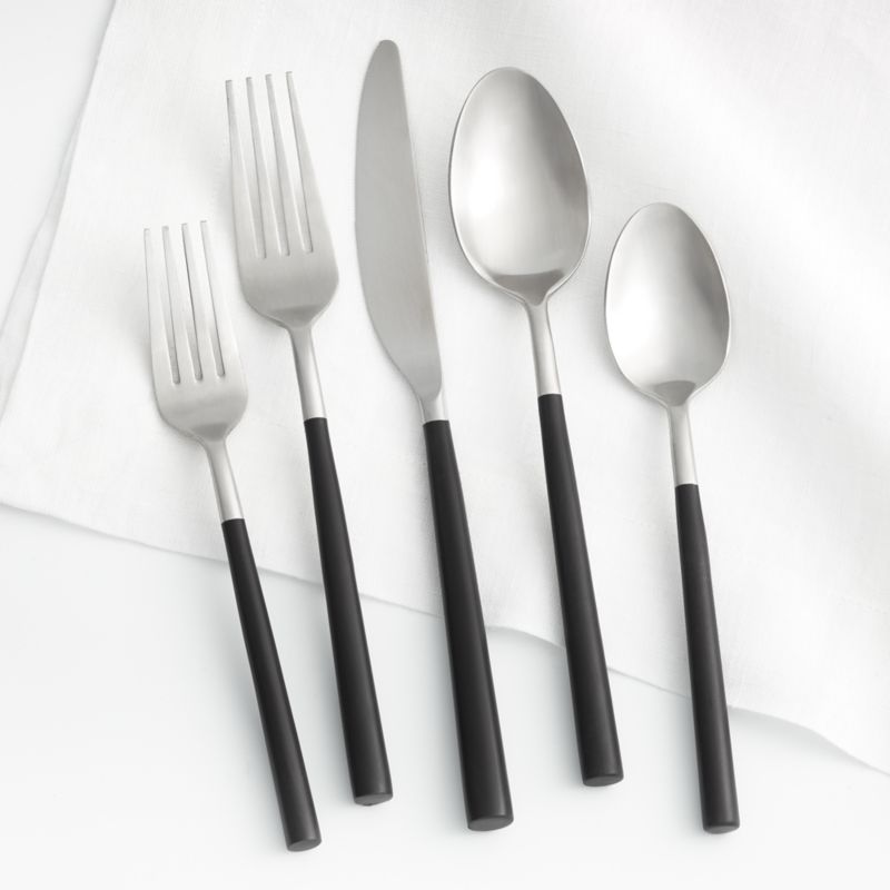 Jace 20-Piece Black Handle Flatware Set + Reviews