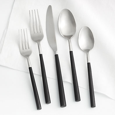 View Jace 20-Piece Black Handle Flatware Set details