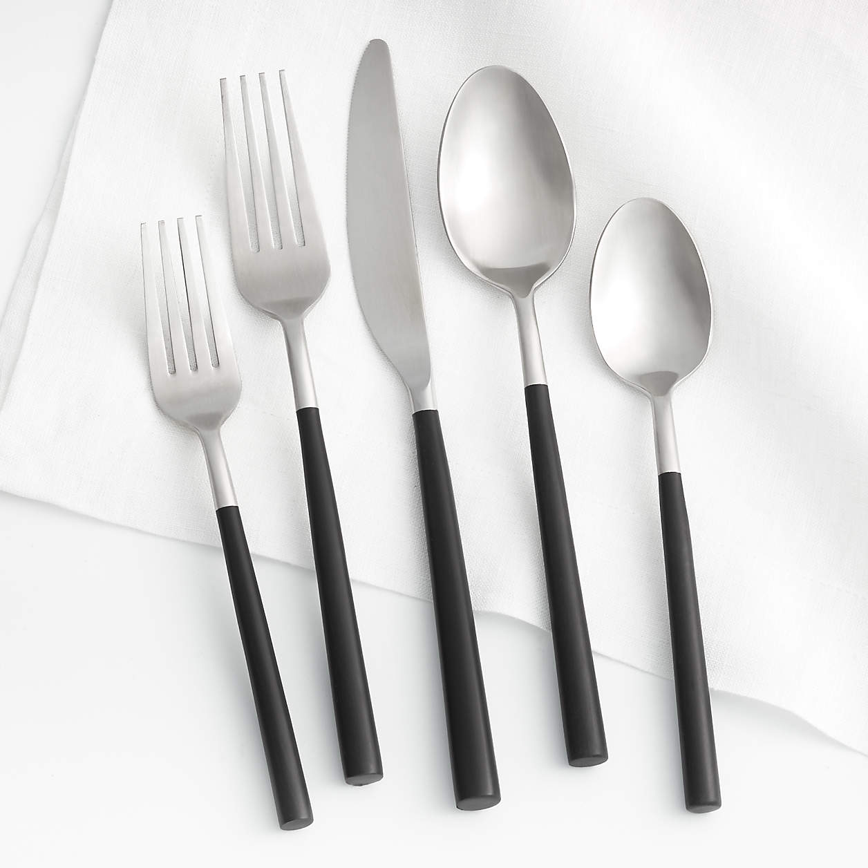 Jace 20-Piece Black Handle Flatware Set + Reviews | Crate & Barrel