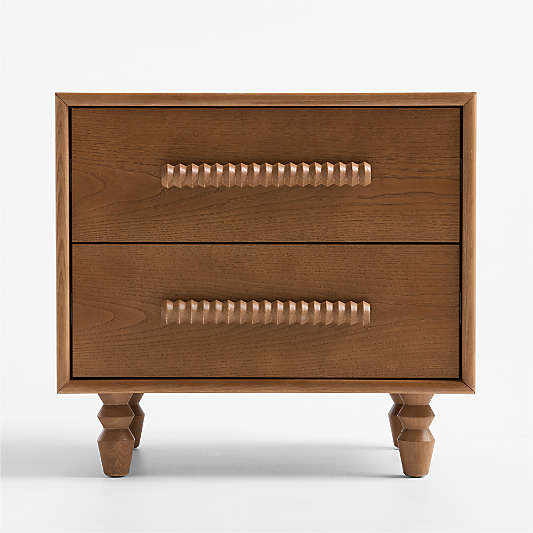 Jack Hazelnut Ash Wood 2- Drawer Kids Nightstand
