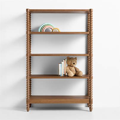 Jack 30" Hazelnut Ash Wood 4-Shelf Tall Kids Bookcase