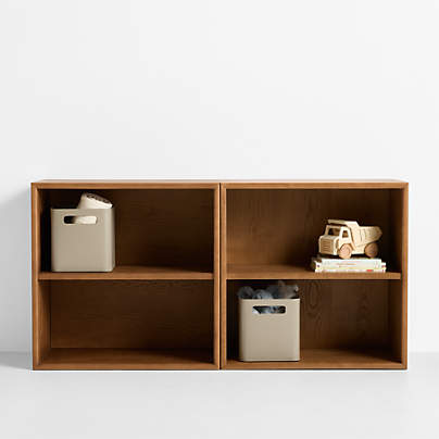 Jack Set of 2 Hazelnut Ash Wood Modular Kids Open Bookcases