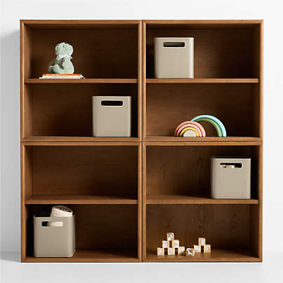 Jack Set of 4 Hazelnut Ash Wood Modular Kids Open Bookcase