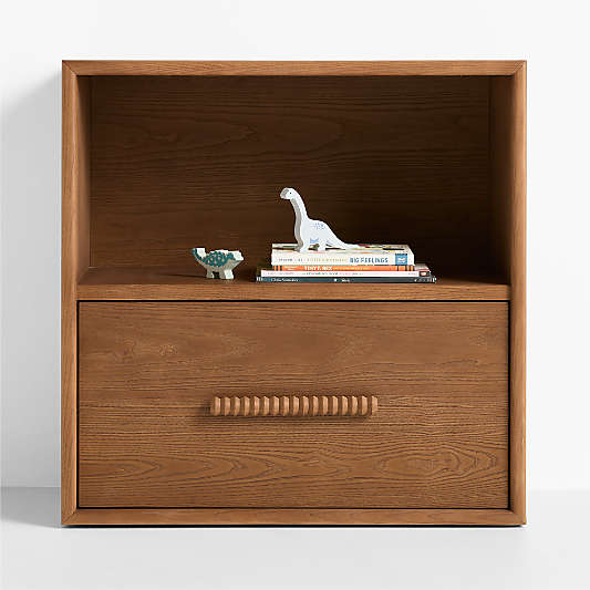 Jack 30" Hazelnut Ash Wood Modular Kids Bookcase with Drawer