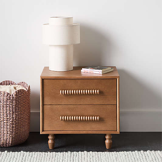 Jack Hazelnut Ash Wood 2- Drawer Kids Nightstand