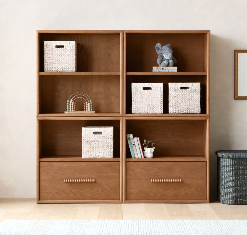 Jack 30" Hazelnut Ash Wood Modular Kids Open Bookcase with Drawer - image 4 of 10