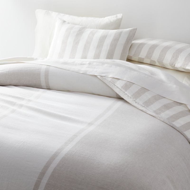 Jackie Reversible Stripe Linen Natural Bedding By Leanne Ford 