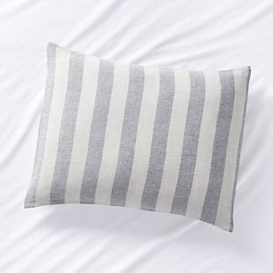 View Jackie Stripe Linen Grey Standard Sham by Leanne Ford details