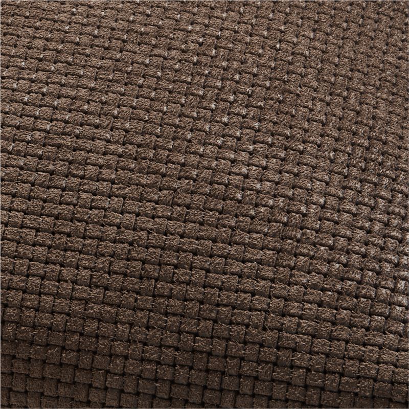 Jackson Deep Brown Basketweave Leather 23"x23" Throw Pillow with Feather Insert - image 2 of 4