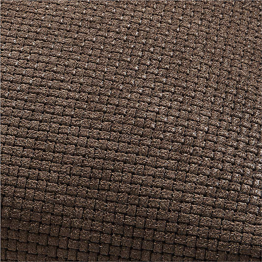 Jackson Deep Brown Basketweave Leather 23"x23" Throw Pillow with Down-Alternative Insert